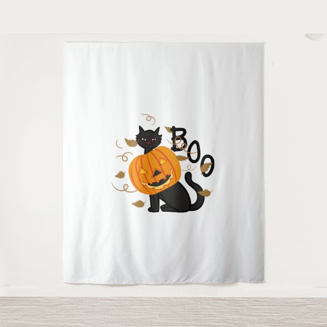 Tapete De Parede Halloween Black cat Boo (Frente)