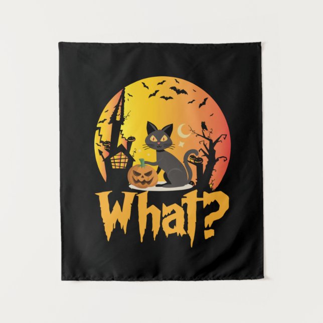 Tapete De Parede Halloween Cat What Cat Halloween (Frente)