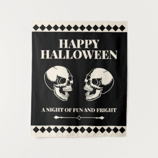 Tapete De Parede Halloween Caveiras Risonhas Diversão e Medo