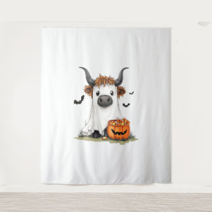 Tapete De Parede Halloween Ghost Highland Cow PNG