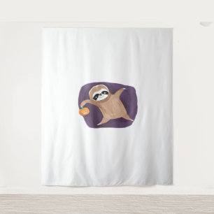 Tapete De Parede Halloween Sloth com camiseta clássica de abóbora