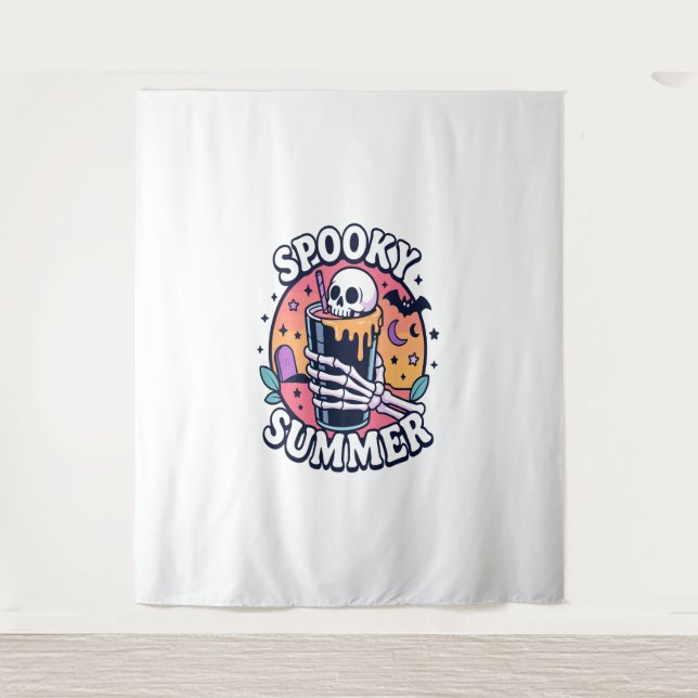 Tapete De Parede Halloween Spooky Summer Skeleton Beber (Frente)