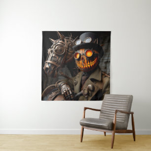 Tapete De Parede Halloween Steampunk Jack-O-Lantern Horseman