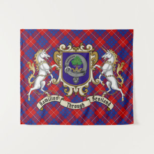 Tapete De Parede Hamilton Clan Crachá & Unicorns w/Tartan 