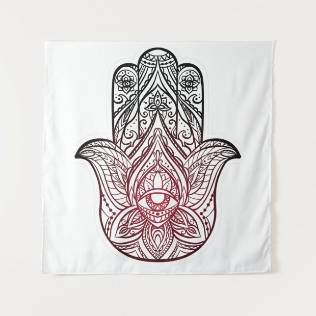 Tapete De Parede Hamsa com padrão boho (Frente)