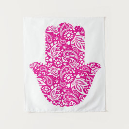 Tapete De Parede Hamsa Hand Boho Rosa Branco