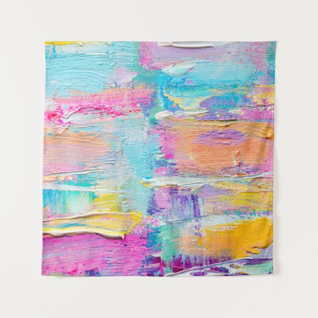 Tapete De Parede Hand drawn acrylic painting. Abstract art backgrou (Frente)