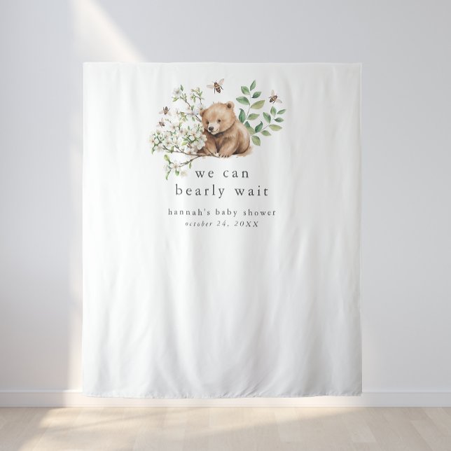 Tapete De Parede HANNAH, Podemos Ampliar O Fundo Do Chá de fraldas  (HANNAH We Can Bearly Wait Baby Shower Backdrop)