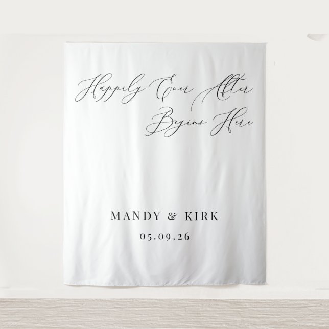 Tapete De Parede Happily Ever After Begins Here Wedding Backdrop  (Frente)