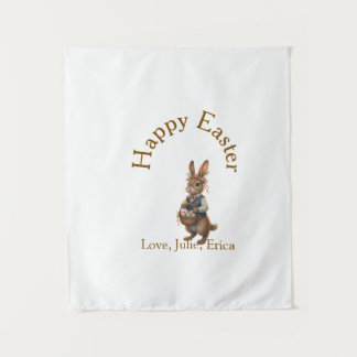 Tapete De Parede Happy Easter brown bunny with eggs love add name 