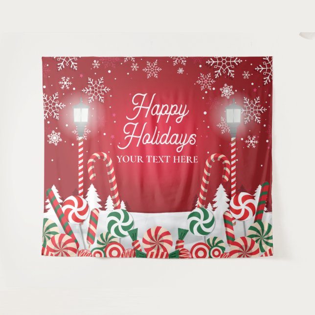 Tapete De Parede Happy Holidays christmas banner backdrop  (Frente (Horizontal))