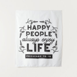 Tapete De Parede Happy Life with Faith – Proverbs 15:15 Art