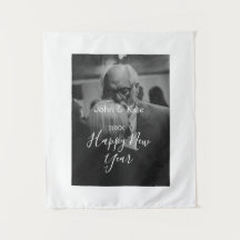 Happy new year couple photo name year black white 