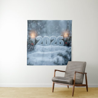 Tapete De Parede happy new year snowy candle backdrop