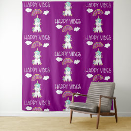 Tapete De Parede Happy Vibs Typografia Incrível Rainbow & Unicorn