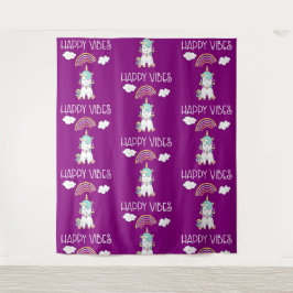 Tapete De Parede Happy Vibs Typografia Incrível Rainbow & Unicorn