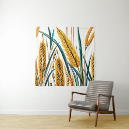 Tapete De Parede Harvest Harmony: Um Padrão de Trigo em uma Canvas