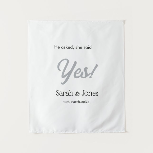 Tapete De Parede He asked she said yes engagement simple silver dat (Frente)