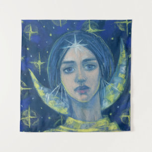 Tapete De Parede Hecate, Deusa da Lua, pintura pastel, arte da fant