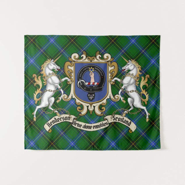 Tapete De Parede Henderson Clan Crachá & Unicorns w/Tartan (Frente (Horizontal))