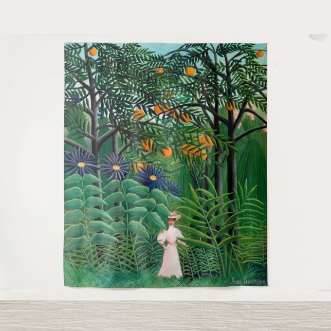 Tapete De Parede Henri Rousseau - Mulher caminhando em uma Floresta (Frente)