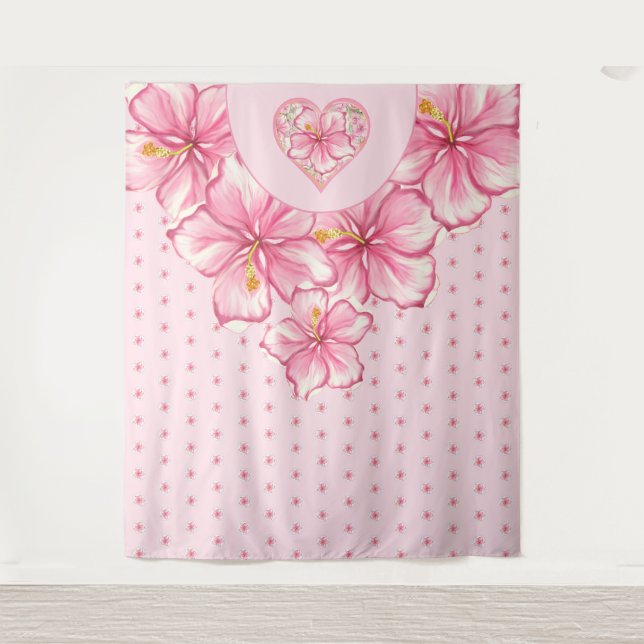 Tapete De Parede Hibiscus & Lace PINK (Frente)