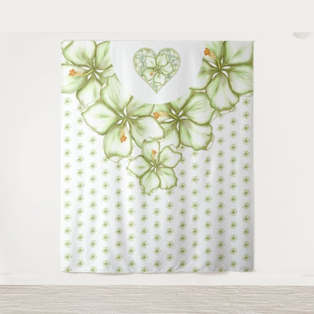 Tapete De Parede Hibiscus & lace WHITE (Frente)