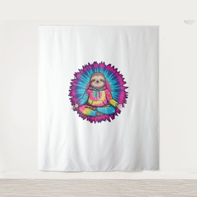 Tapete De Parede Hippie Sloth Peace Sign Tie-Dy (Frente)
