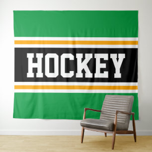Tapete De Parede HOCKEY Athletic Bright Green Black Yellow Stripes