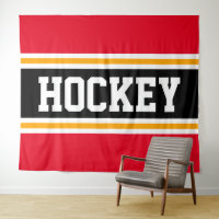 HOCKEY Athletic Bright Red Black Yellow Strips