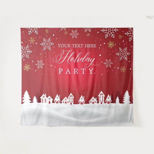 Tapete De Parede Holiday Party snowflakes photobooth backdrop (Frente (Horizontal))