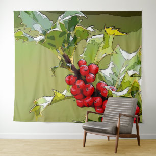 Tapete De Parede HollyBerries 005