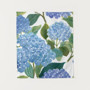 Tapete De Parede Hortênsias Azuis   Belo Arbusto Floral