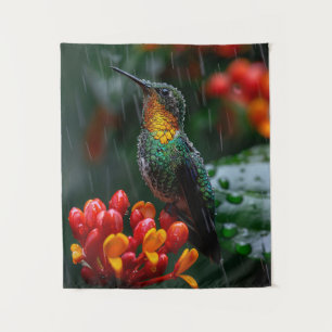 Tapete De Parede Hummingbird Emperrado na Flor Brilhante
