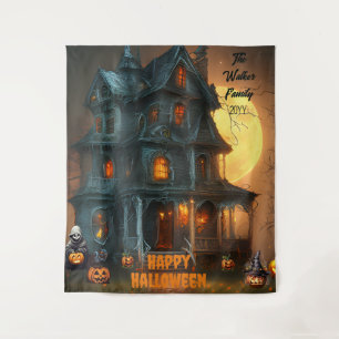 Tapete De Parede Hunted House Happy Halloween Family Name Ano