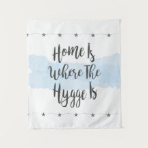 Hygge Watercolor Cozy Home Pastel Azul Branco
