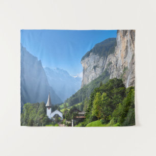 Tapete De Parede Igreja no Vale de Lauterbrunnen, Suiça