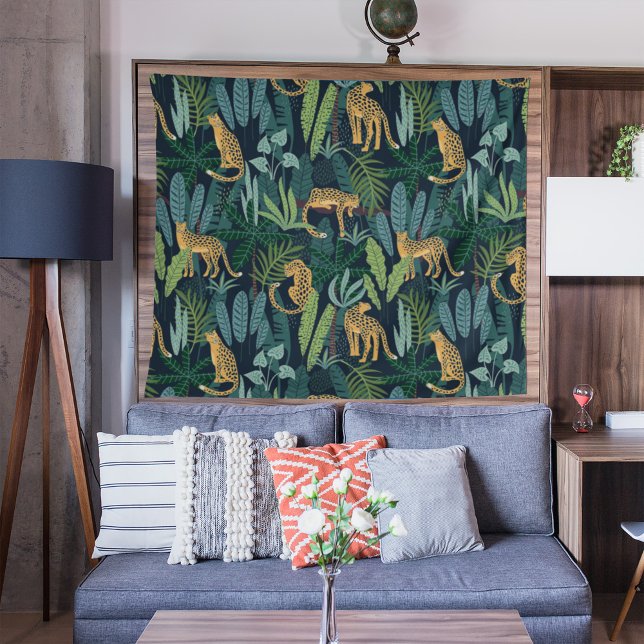 Tapete De Parede Ilustração da Floresta Selvagem de Leopard Sem Cos (Criador carregado)