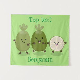 Tapete De Parede Ilustração de desenho animado com abacaxi guava fe