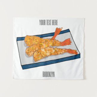 Tapete De Parede Ilustração de desenho animado da tempura do Shrimp