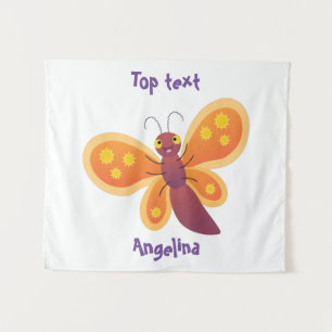 Tapete De Parede Ilustração de desenho animado de borboleta laran