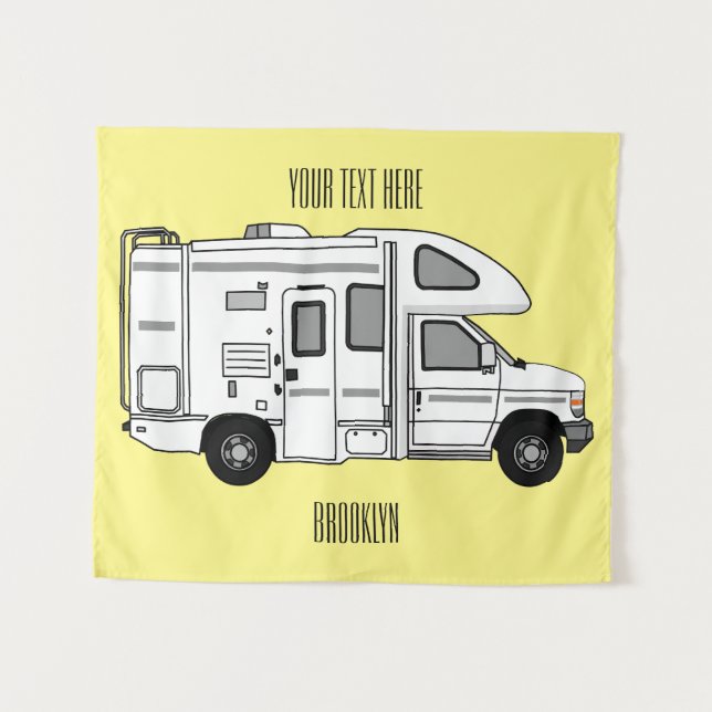 Tapete De Parede Ilustração de desenho animado de Campervan (Frente (Horizontal))
