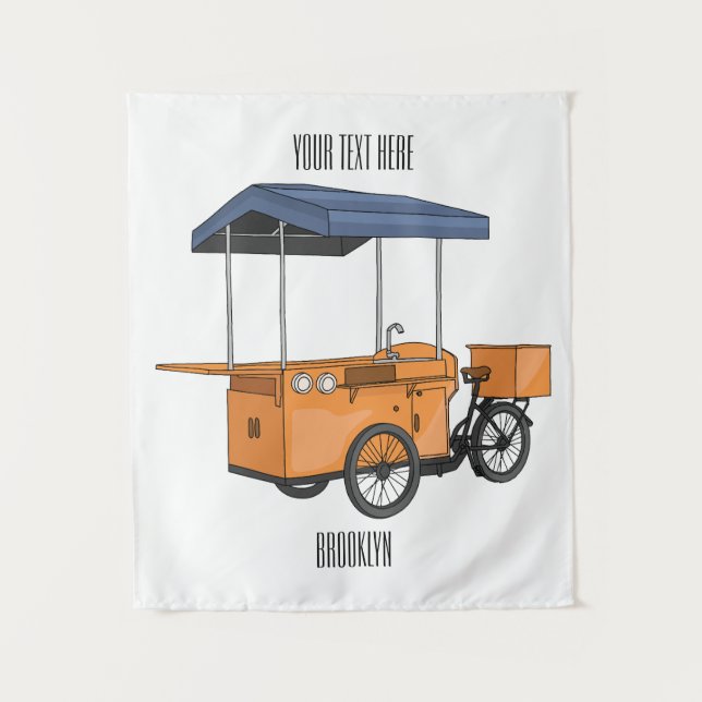 Tapete De Parede Ilustração de desenho animado de comida de bicicle (Frente)