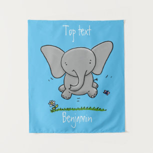 Tapete De Parede Ilustração de desenho animado de elefante bebê fof