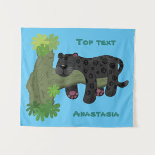 Tapete De Parede Ilustração de desenho animado de gato preto-de-j