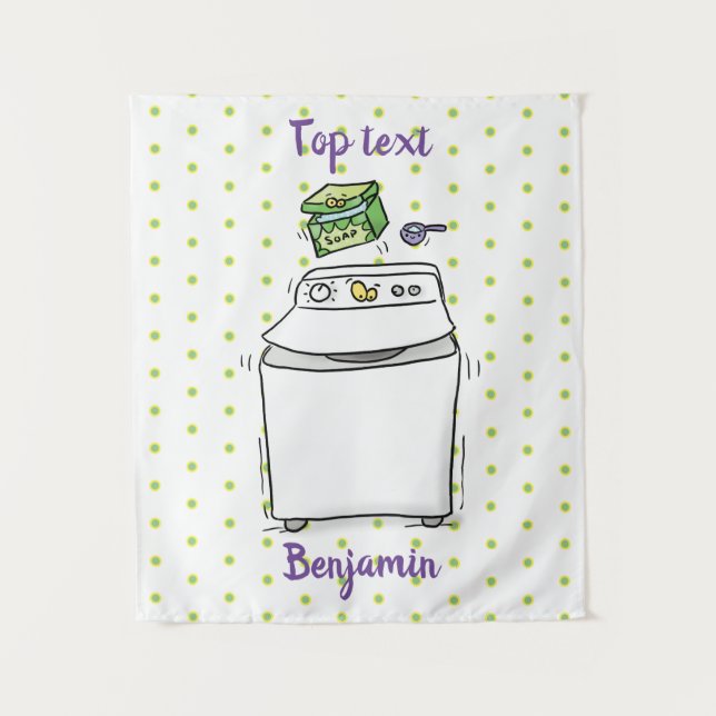 Tapete De Parede Ilustração de desenho animado de máquina de lavar  (Frente)