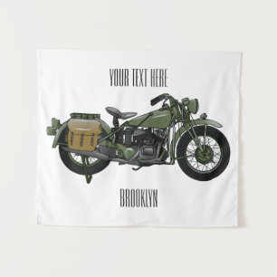 Tapete De Parede Ilustração de desenho animado de motocicleta milit
