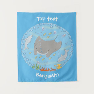 Tapete De Parede Ilustração de desenho animado de tira-manta e bo