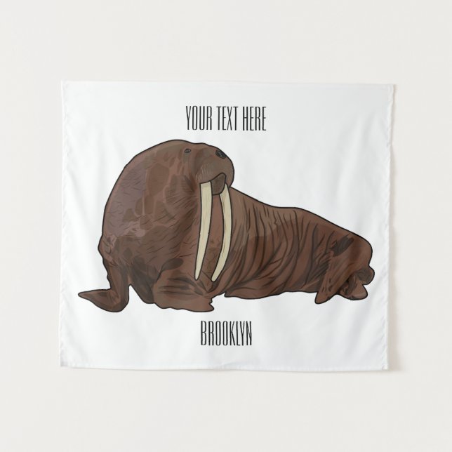 Tapete De Parede Ilustração de desenho animado de Walrus (Frente (Horizontal))