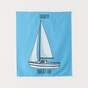 Tapete De Parede Ilustração de desenho animado em veleiro